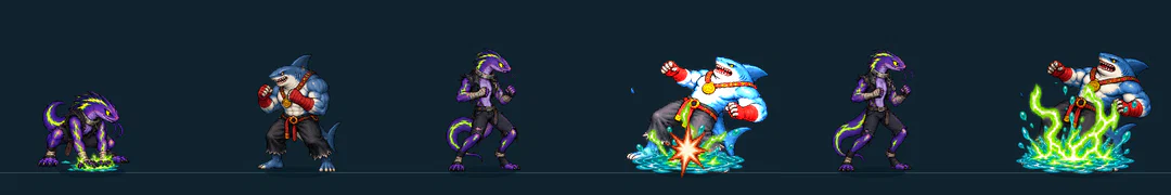 Three frames of KORTSLUIT, from the game's move list
