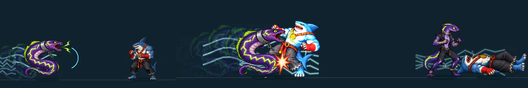 Three frames of WEERLIG, from the game's move list