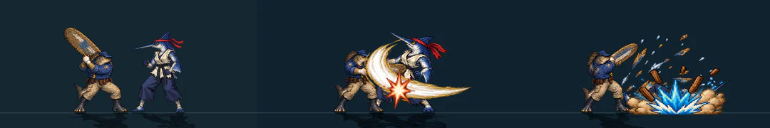 Three frames of BRANDERPLANK, from the game's move list