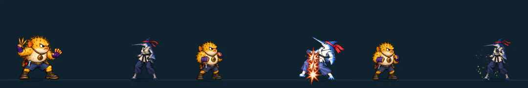 Three frames of YSTERVARK, from the game's move list