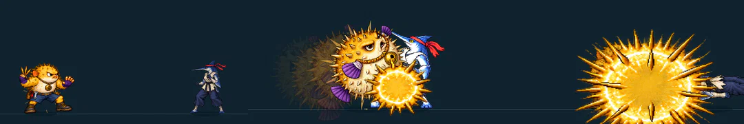 Three frames of BOEPBAL, from the game's move list