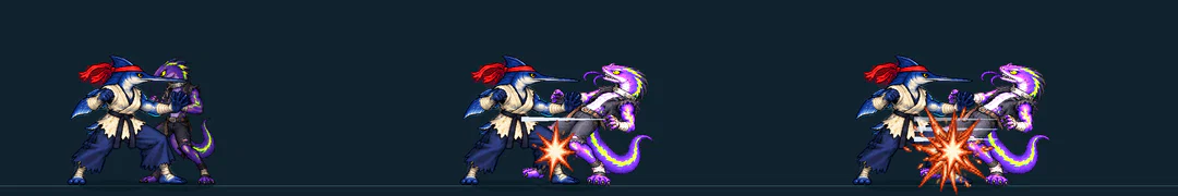 Three frames of VYF SNYE, from the game's move list
