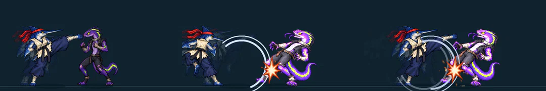 Three frames of GETYWIEL, from the game's move list